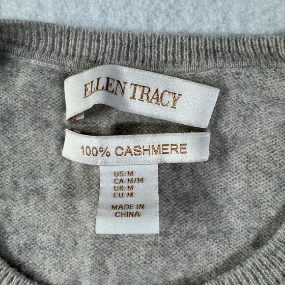 Ellen Tracy 100% Cashmere Medium Long Sleeve Taupe Cozy Crew Neck Sweater M - Picture 4 of 13